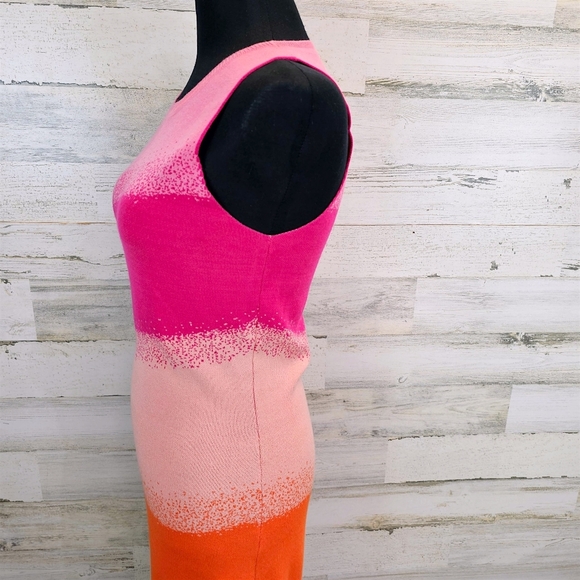 Caché Colorblock Knit Midi Dress Ombre Gradient Bodycon Resort Vacation XS - Picture 7 of 14
